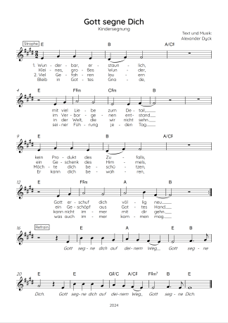 Gott segne Dich - Melodie